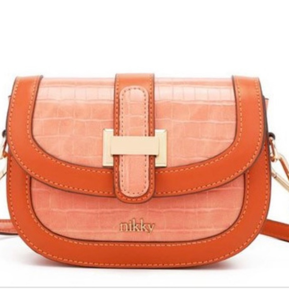 Faux Croc Crossbody Bag